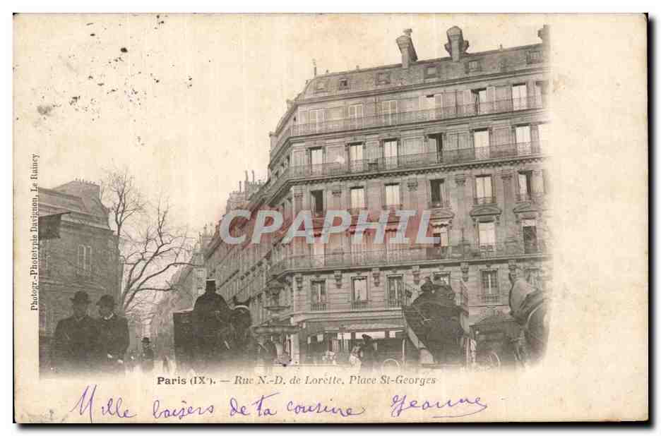 Paris CPA Rue Nd de Lorette Place St Georges