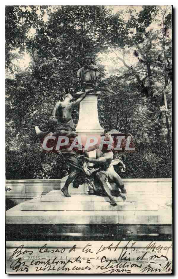 Paris CPA Jardin du Luxembourg Monument Eugene DElacroix