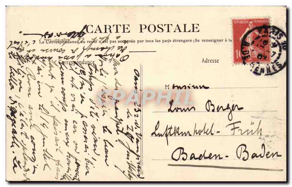 Paris CPA Jardin du Luxembourg Monument Eugene DElacroix — Rückseite