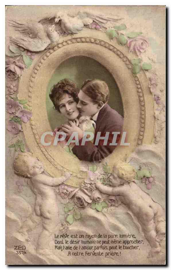 CPA Fantaisie Femme et ange angel