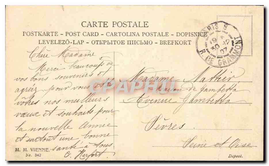 CPA Fantaisie Femme Heureuse annee — Verso