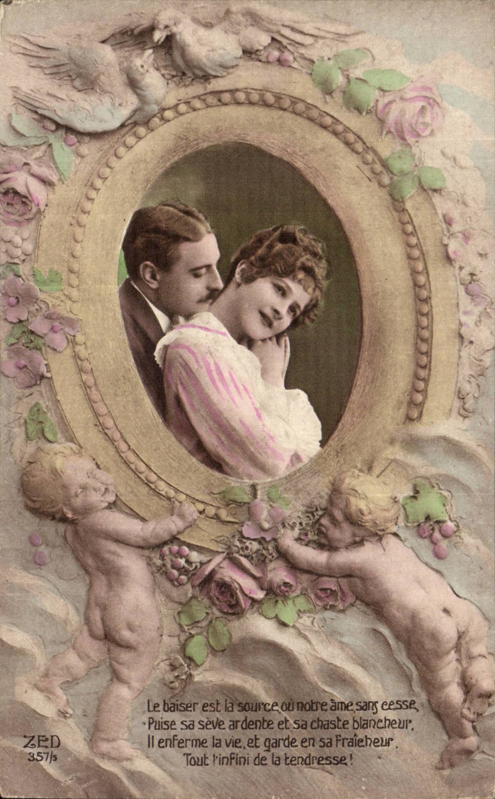 CPA Fantaisie Femme et anges 
