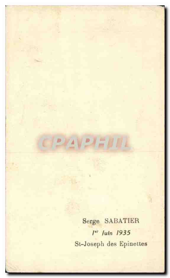 Image pieuse Serge Sabatier 1er juin 1935 St Joseph des Epinettes — Rückseite