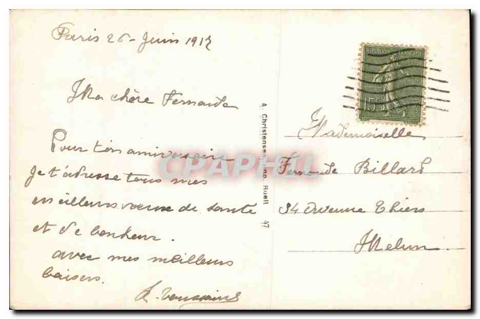 CPA Fantaisie Fleurs Roses — Rückseite