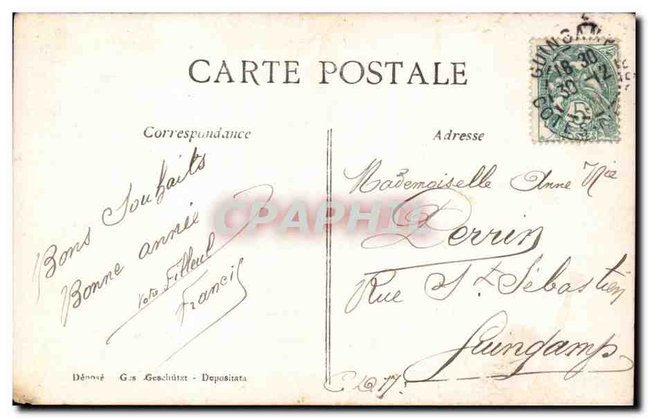 Homme avec bouquet de roses — Bonne Année 1904 — A.N.S. n°450 — Rückseite