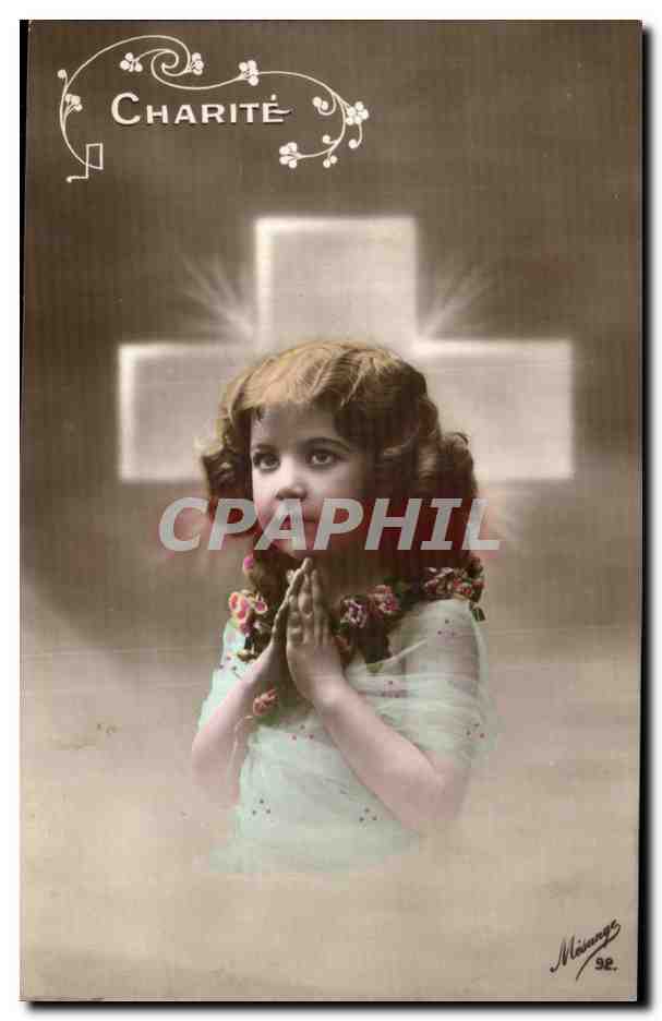CPA Fantaisie Enfant Charite Croix 