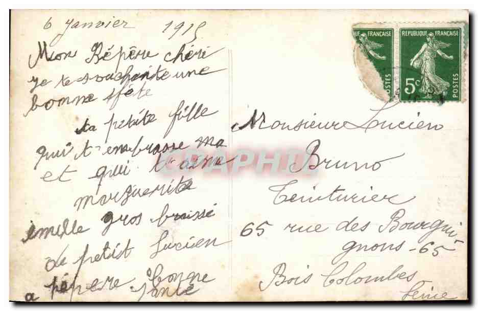 CPA Fantaisie Enfant Charite Croix  — Rückseite