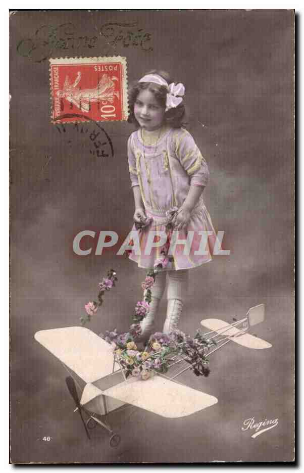 CPA Fantaisie Enfant et avion Aeroplane Bonen fete