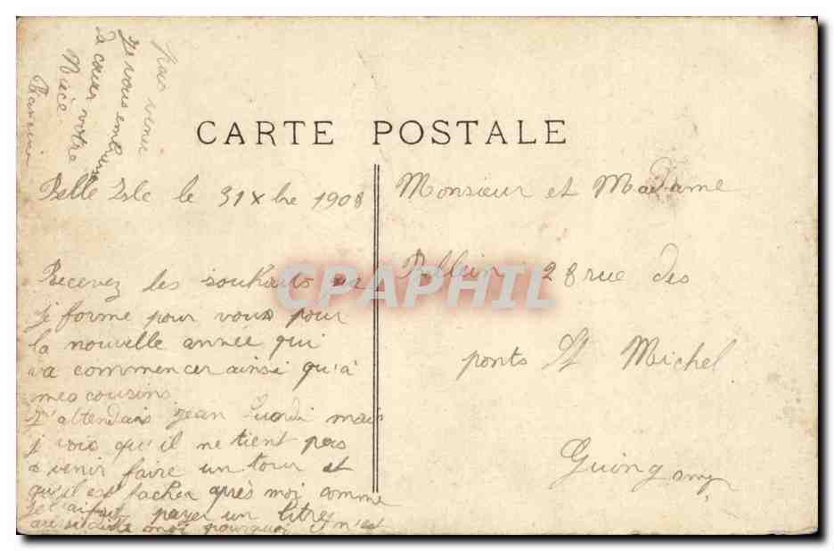 Jeune fille en chapeau fleuri tenant des fleurs — Bonne Année — J.C. Paris — Achterkant