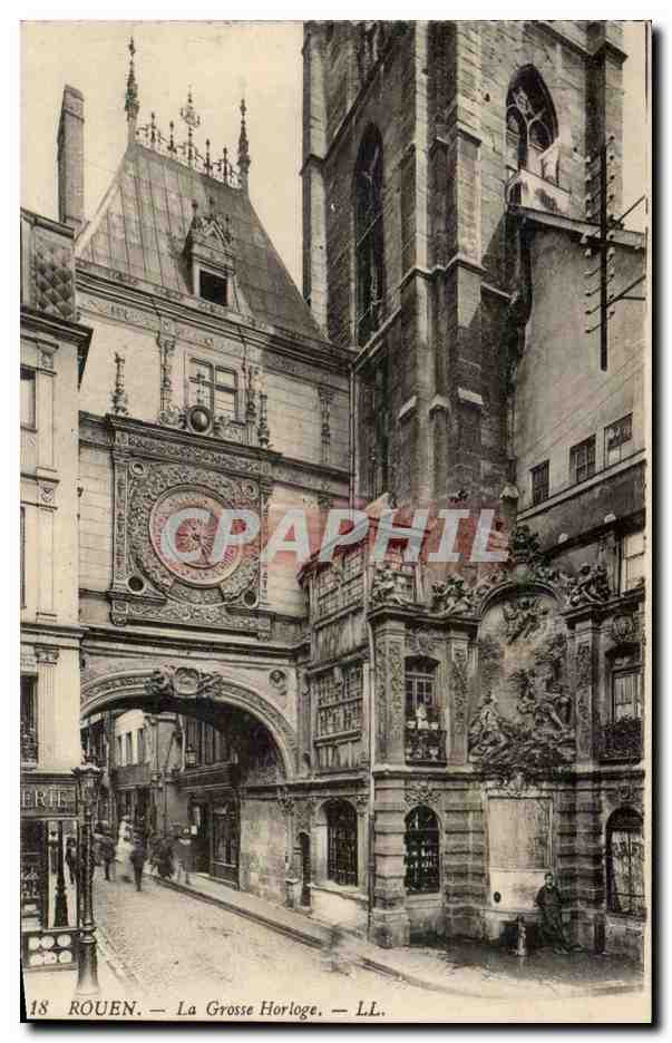 CPA Rouen la grosse horloge