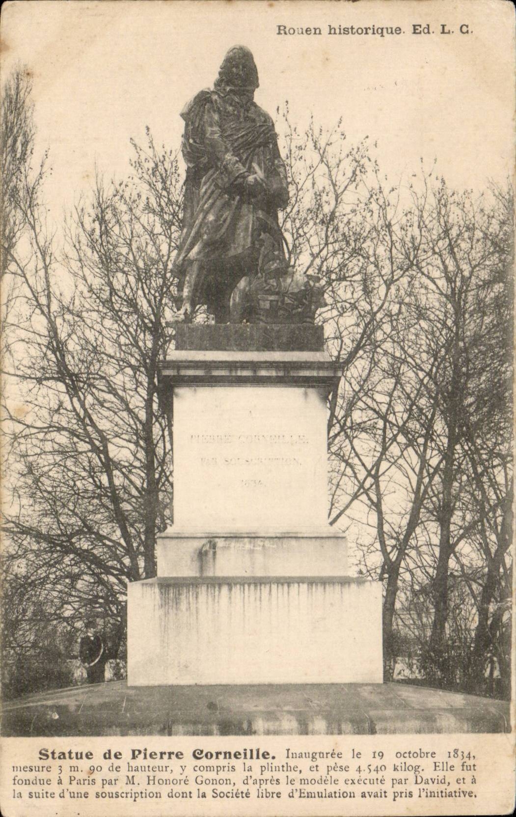 CPA Rouen Statue de Pierre Corneille