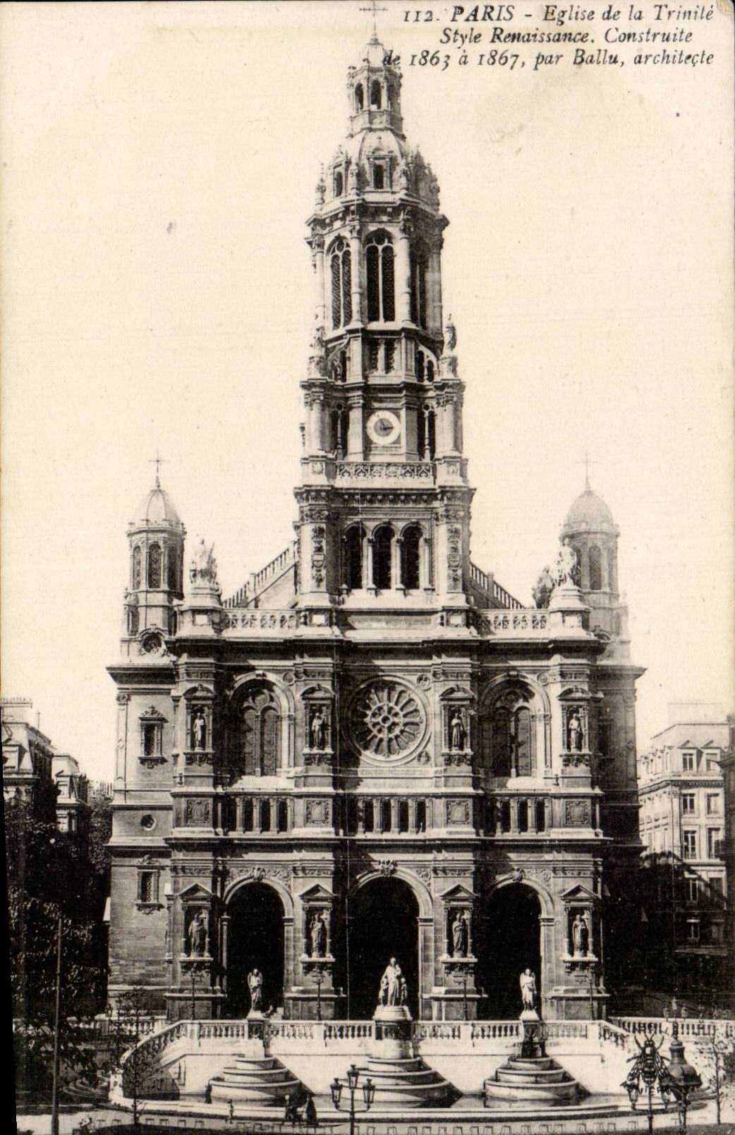 Paris CPA Eglise de la Trinite Style Renaissance 