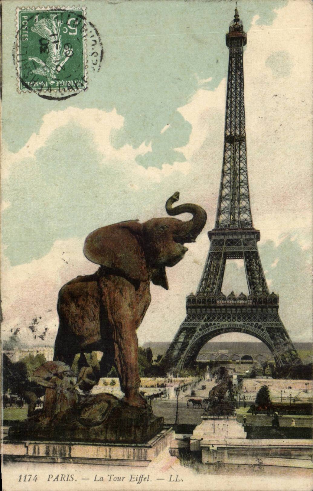 Paris CPA Tour Eiffel Elephant 