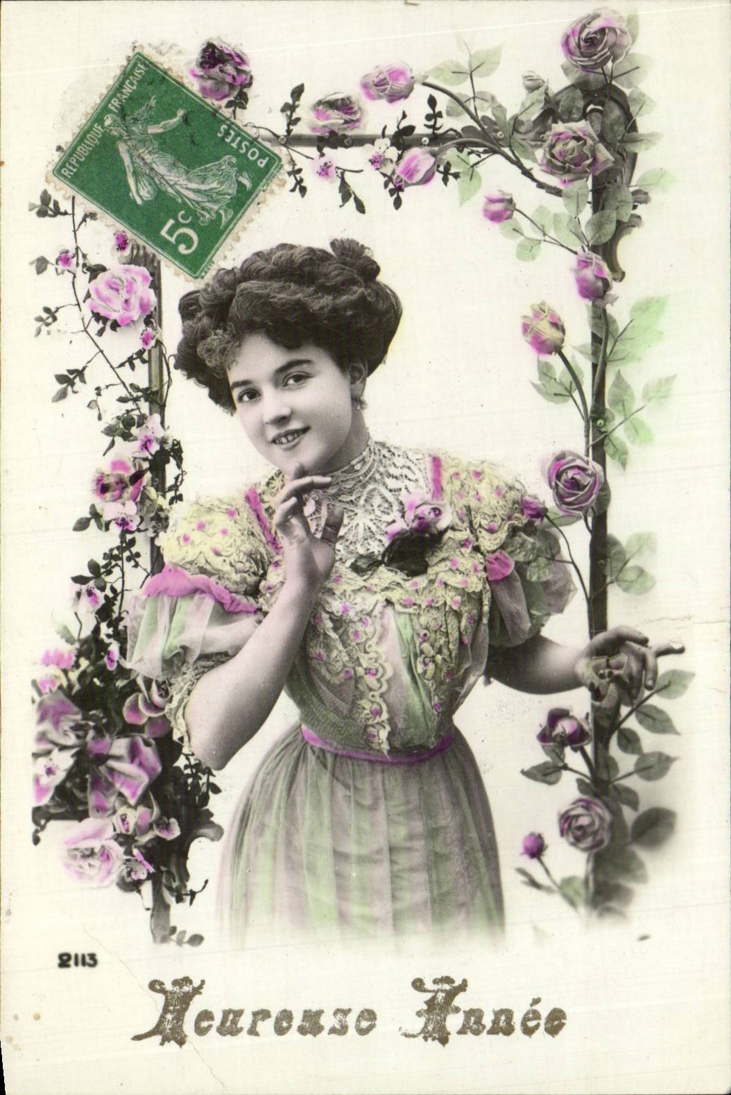 CPA Fantaisie Femme Heureuse annee