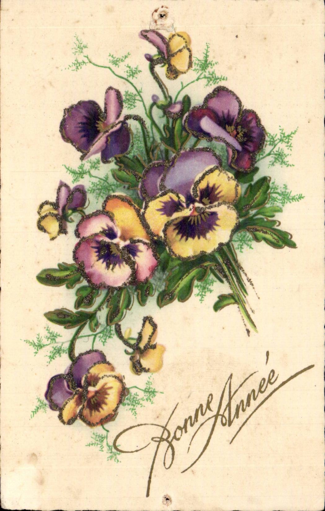 CPA Fantaisie Fleurs Bonne annee