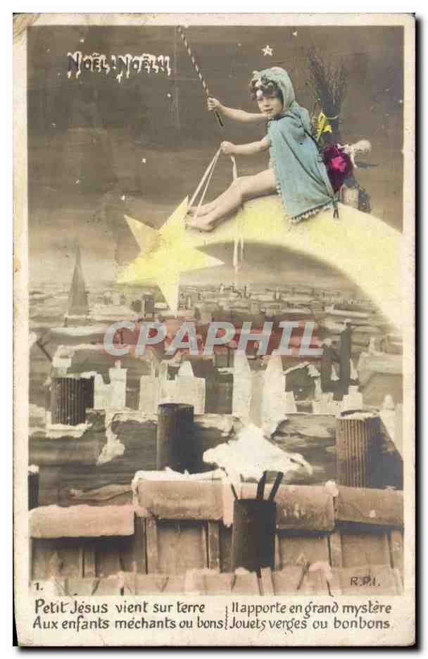 CPA Fantaisie Enfant Etoile Noel 
