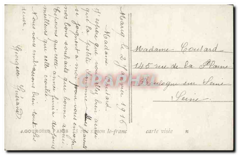 Jeune femme en robe rayée tenant un bouquet — Bonne Année — Yolande 743 — Reverso