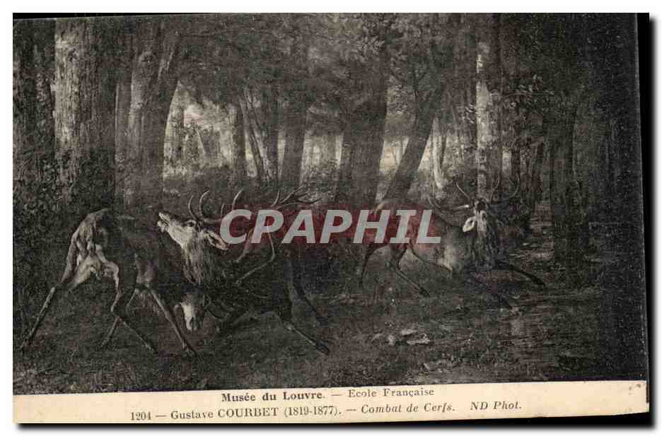 CPA Musee du Louvre Ecole francaise Gustave Courbet Combat de cerfs