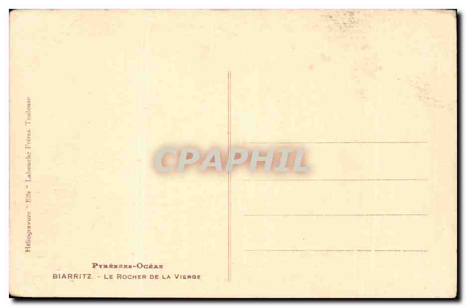 CPA Biarritz Le rocher de la vierge — Verso