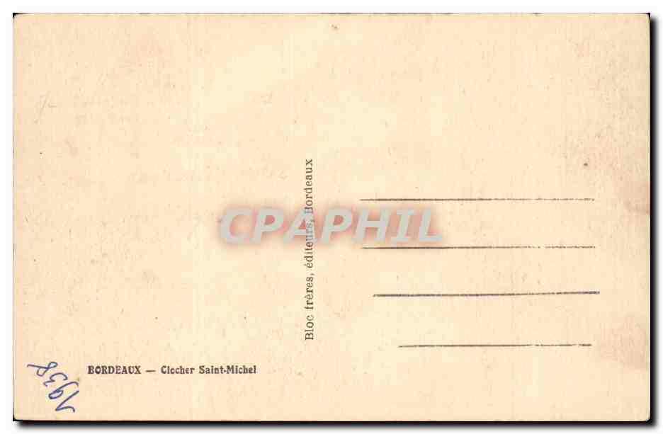 CPA Bordeaux Clocher Saint Michel — Verso