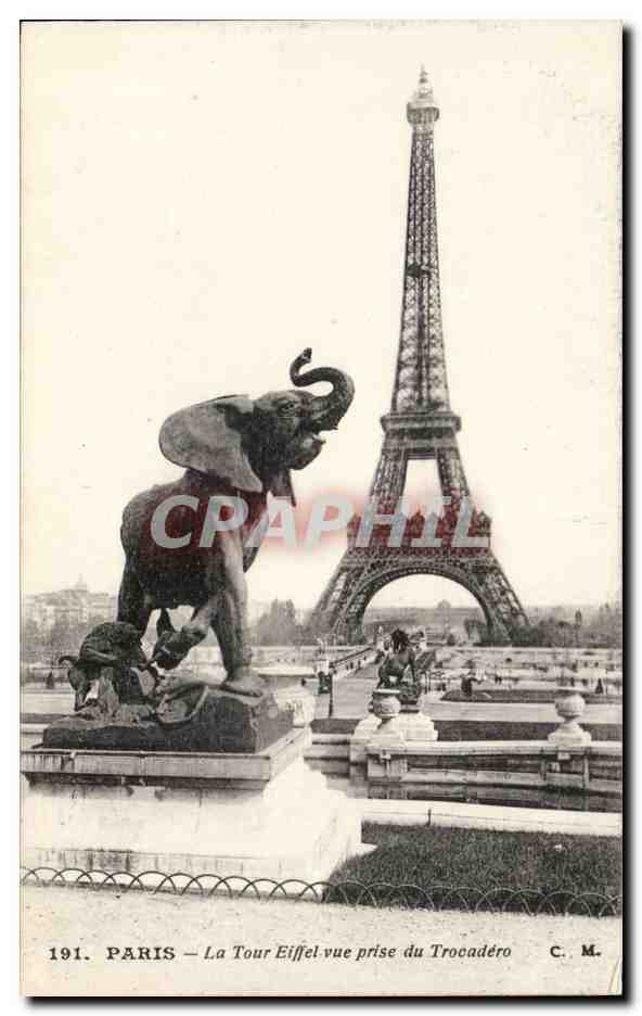 Paris - 7 - Tour Eiffel - Eiffel Tower Elephant - CPA 