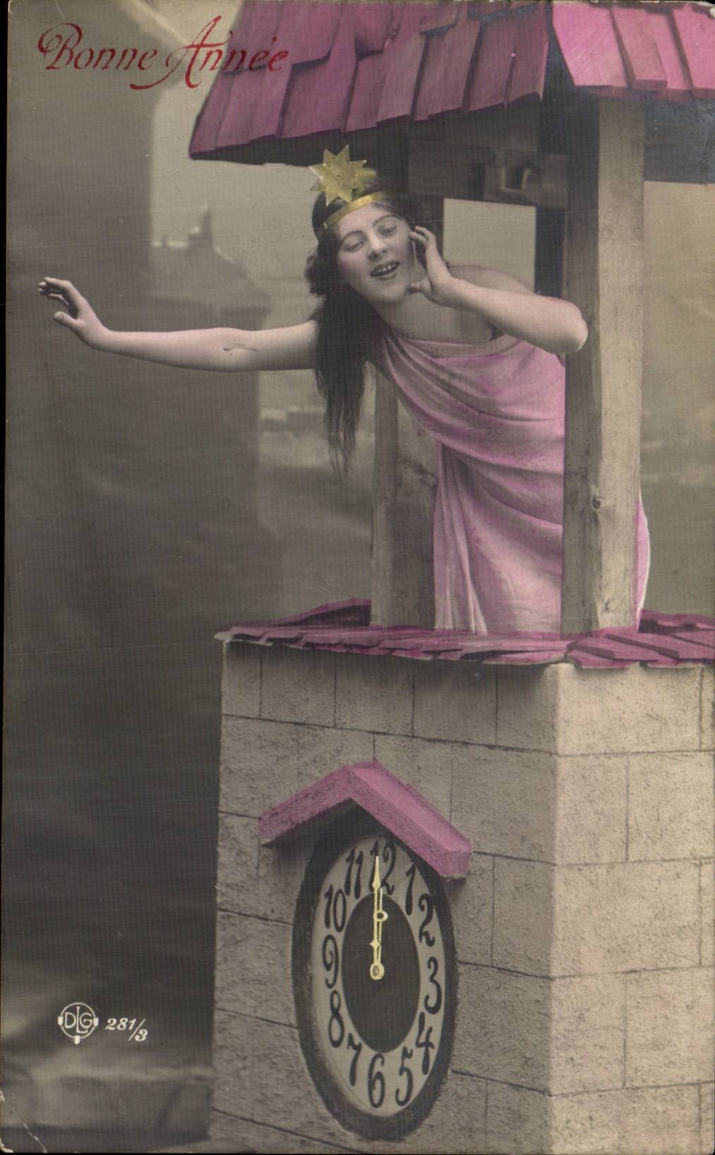 Fetes - Bonne Annee - Femme - Woman in toga with star crown - CPA 
