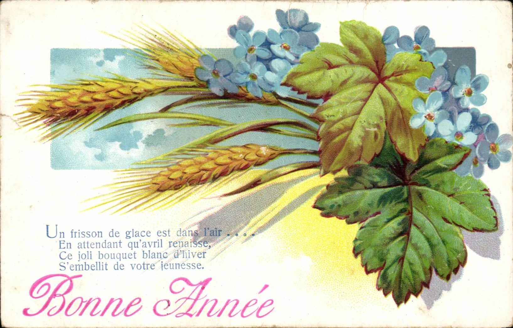 Fetes - Bonne Annee - Fleurs - little purple flowers - CPA 