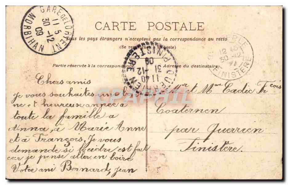 Fleurs - Flowers - lettre - oiseau - 1910 - doves - CPA  — Verso