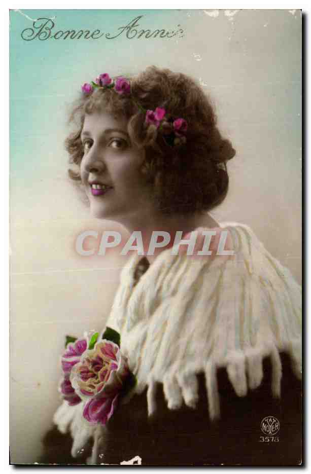 Fantaisie - Femme - Bonne Annee - Culy haired woman - CPA 
