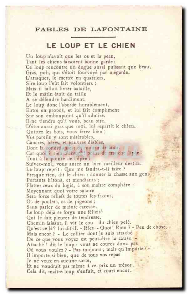 Le Loup et le Chien — Fables de La Fontaine — d'après Gustave Doré — Collection de la Kolarsine et de la Solution Pautaubeerge — Reverso