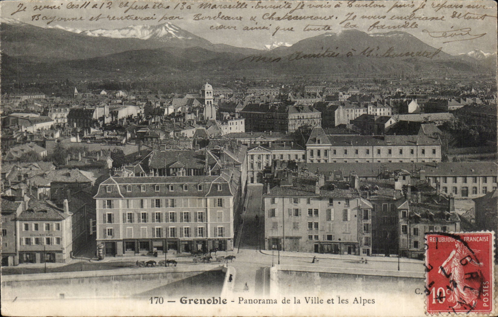 Isere - Grenoble - Panorama de la Ville et les Alpes - CPA 
