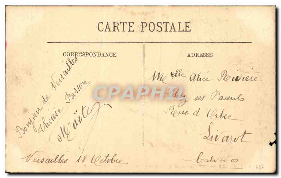 Versailles - La Colonnade de Monsart - CPA  — Verso