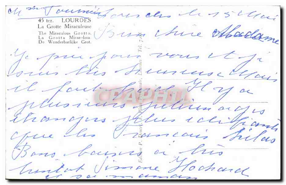 Loudes - La Grotte Benie - J'ai prie pour vous - CPA  — Verso