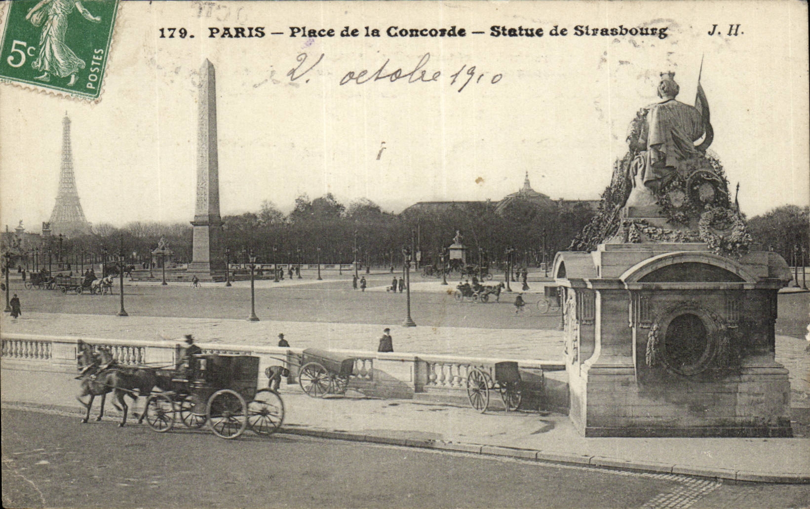 Paris - 8 - Place de la Concorde - Statue de Strasbourg - CPA 