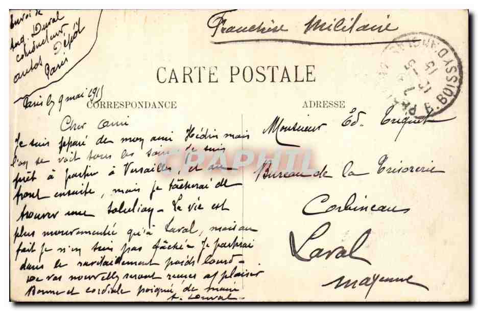 Paris - 16 - Avenue du Bois de Boulogne - CPA  — Rückseite