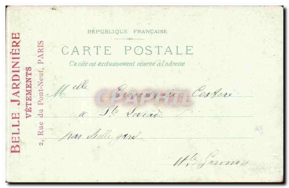 Paris - 1 - Souvenir de la Belle Jardiniere - CPA  — Rückseite