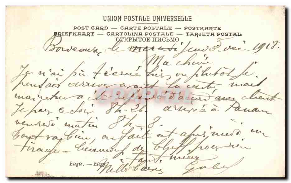 Fantaisie - Erotique - Nus - Femme - Parrot - Elegie - Musee du Bordeaux - CPA  — Rückseite