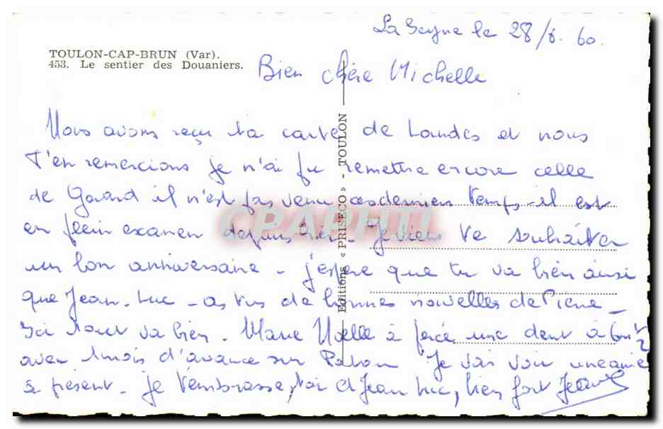 Le sentier des Douaniers — La Baume (Cap Brun, Var) — Éditions « Toulon » — Rückseite