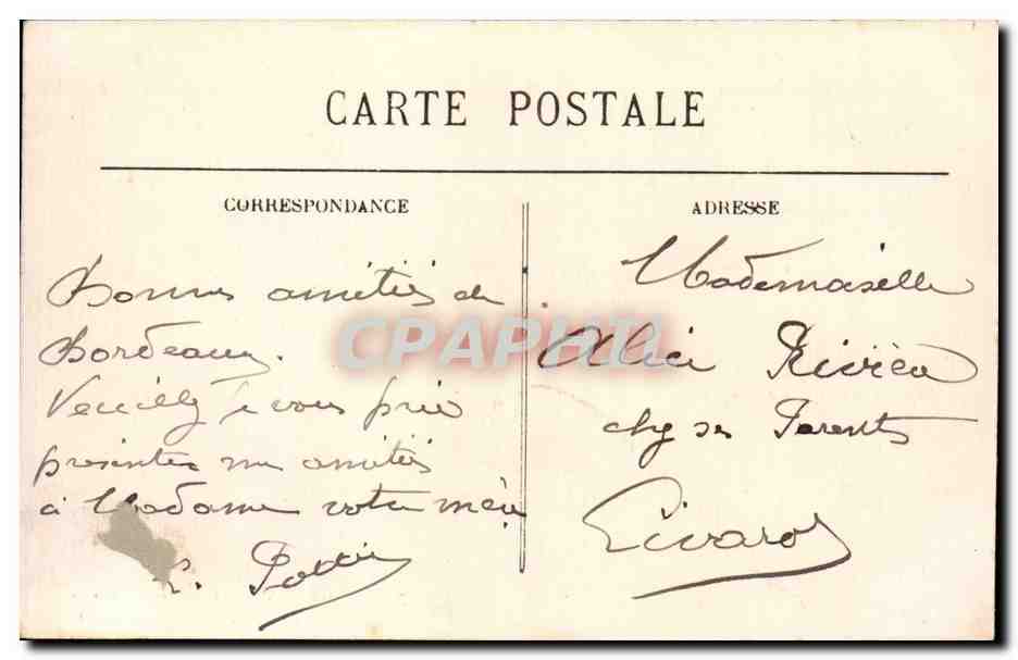 Bordeaux - Les Allees de Tournay - CPA  — Verso