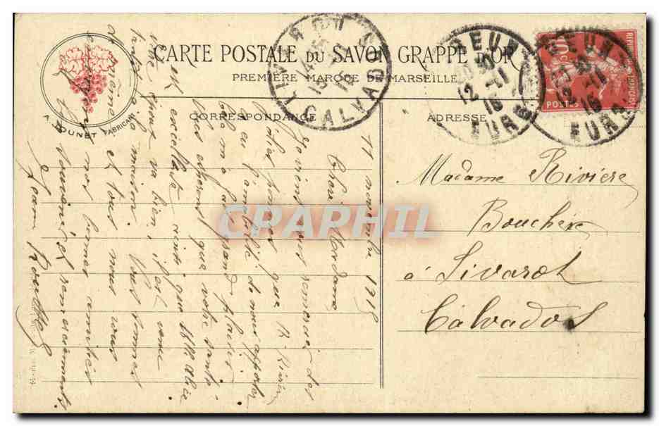 Marseille - Collection des Savonneries de la Grappe - CPA  — Rückseite