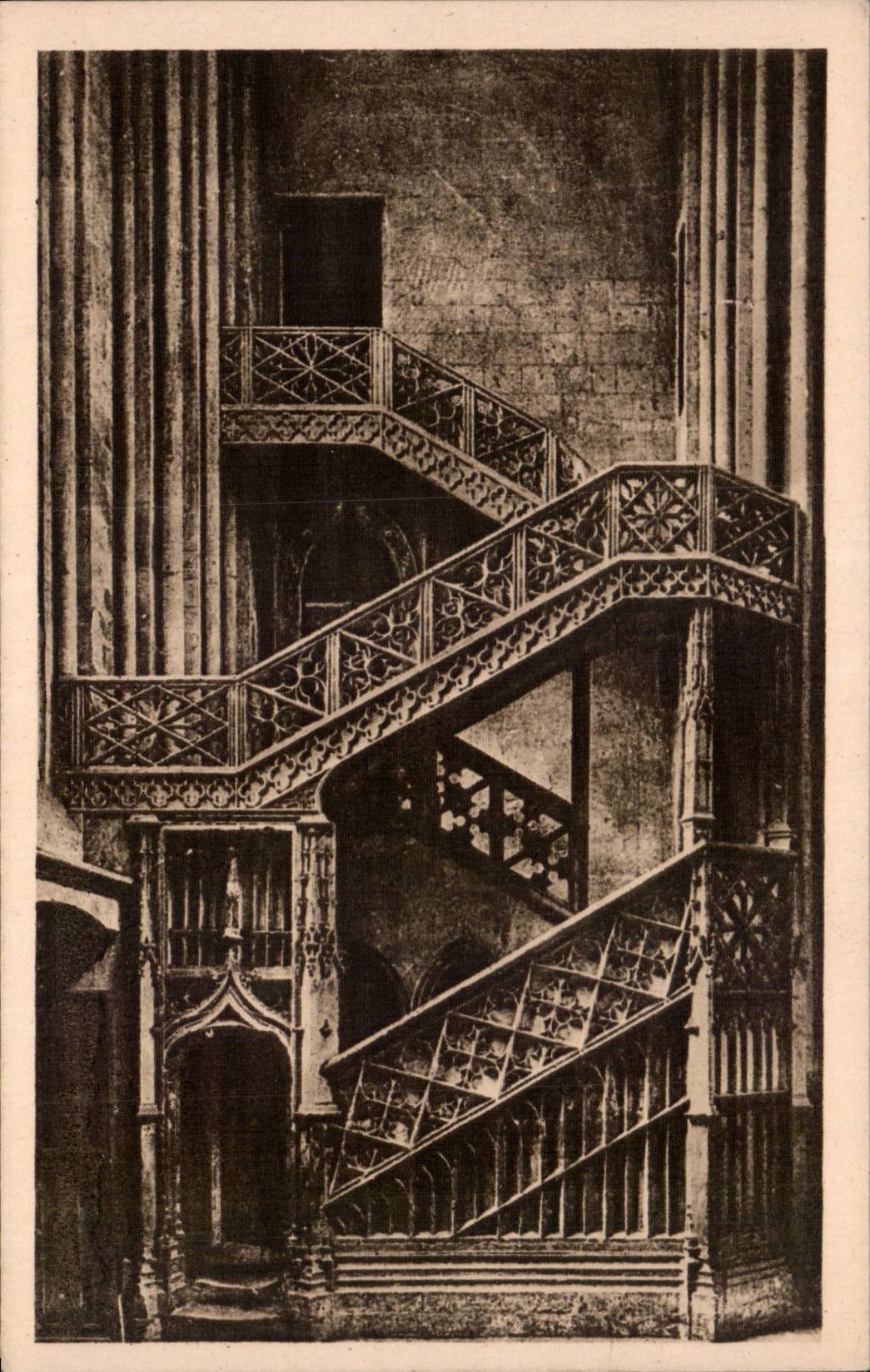 Rouen - Escalier de la Bibliotheque - CPA 
