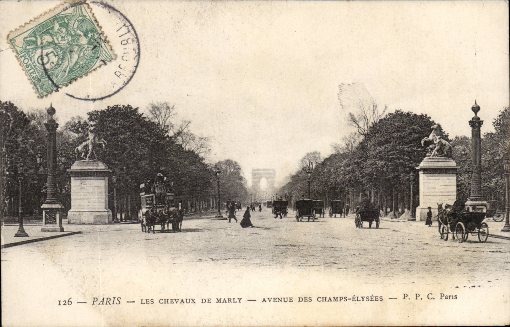 Paris - 8 - L'Avenue des Champs Elysees - Les Chevaux de Marly - CPA 