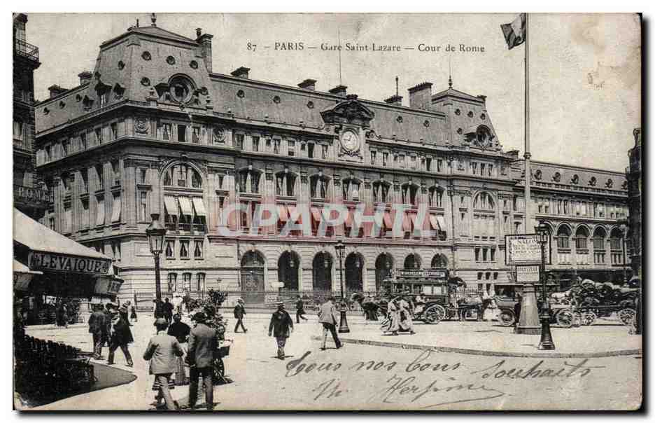 Paris — Gare Saint-Lazare — Cour de Rome — Éditeur Tébèhen, n°87