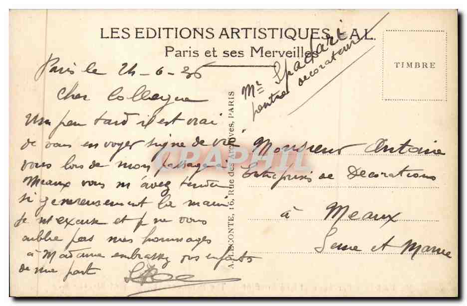 Paris - 5 - Le Pantheon - Rue Soufflot - CPA  — Rückseite
