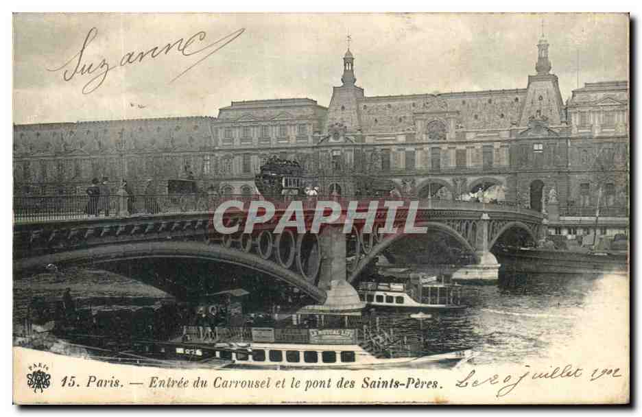 Paris -1 - Entree du Carrousel - Pont des Saint Peres - CPA 