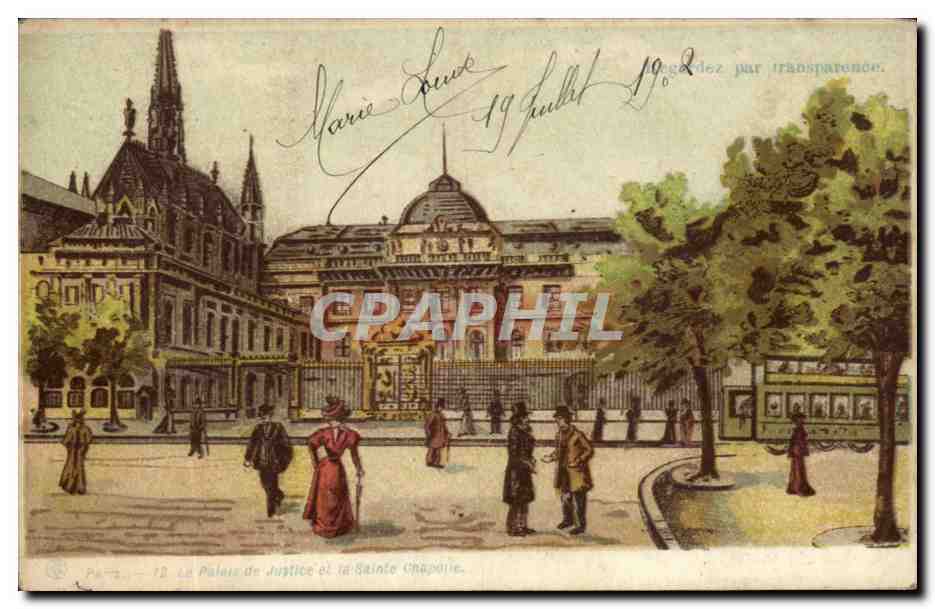 Paris - 1 - Palais de Justice - Ste Chapelle - Illustration - CPA 