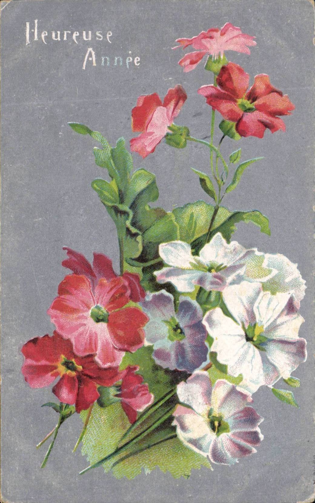 Fetes - Heureuse Annee - Fleurs - Flowers - Colorful Card - CPA 