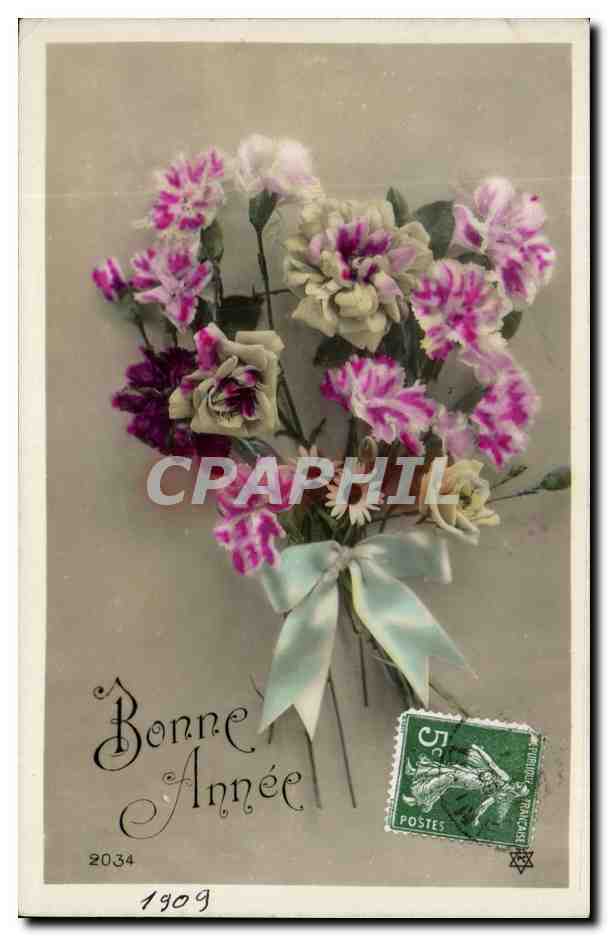 Fetes - Bonne Annee - Fleurs - Flowers - CPA 