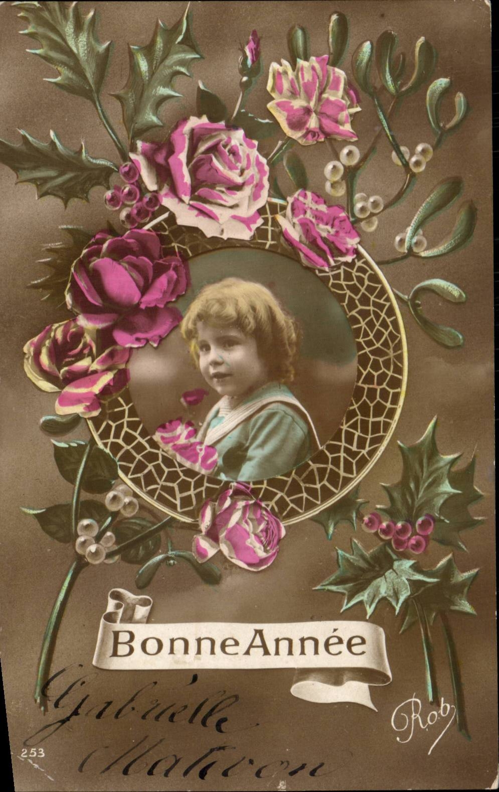 Fetes - Bonne Annee - enfant - fleurs - flowers - CPA 