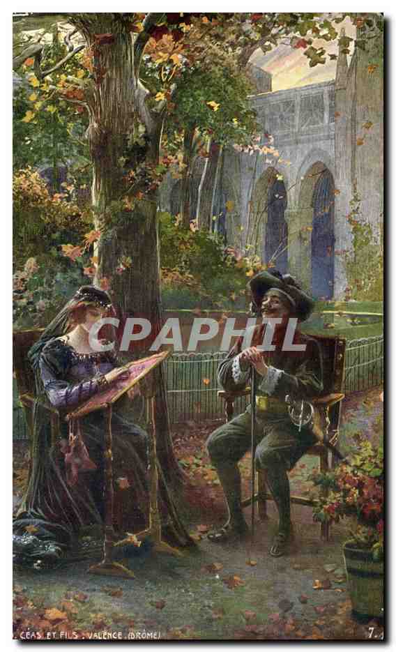 Fantaisie - Couple with elegant clothing Cyrano de Bergerac - CPA 